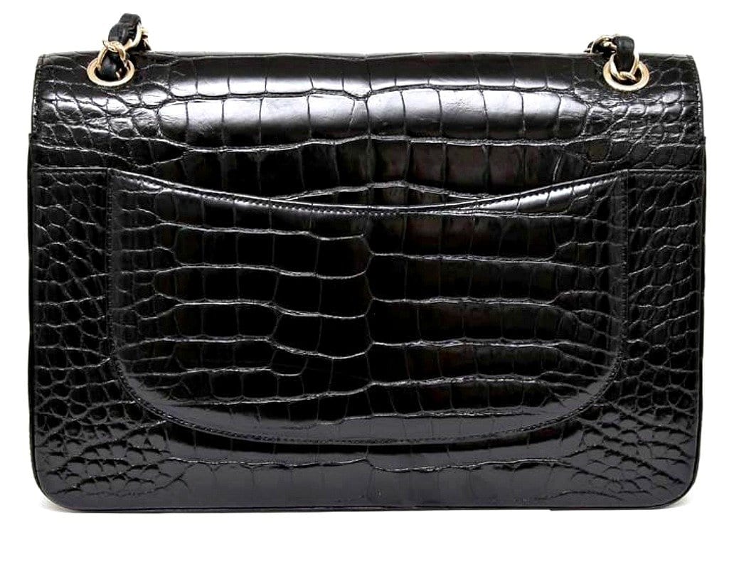 Chanel Gabrielle Hobo Bag Crocodile Embossed Calfskin Gold/Silver-tone  Black in Calfskin with Gold/Silver-tone - US