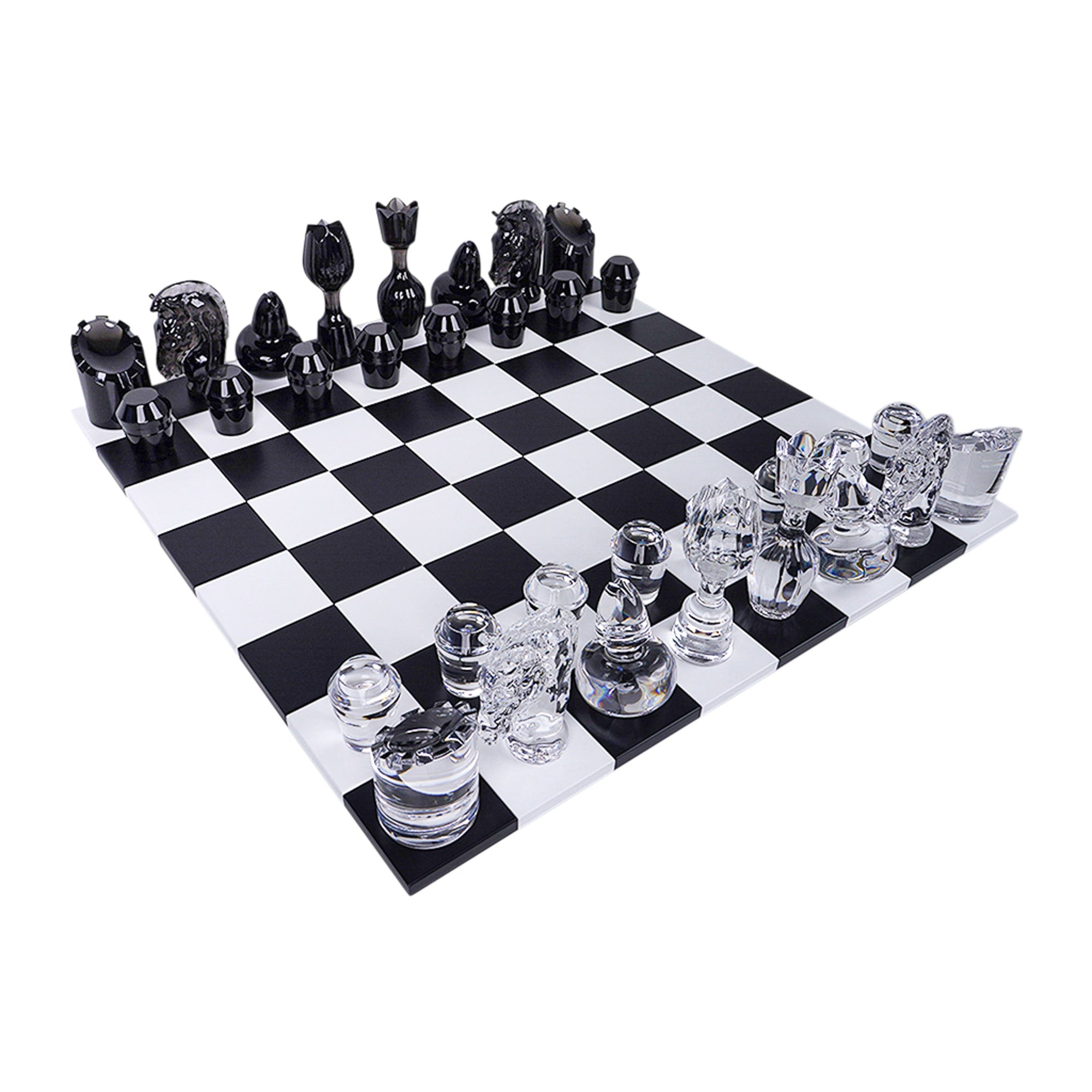 Saint-Louis Chess Game Jeu Flannel-Grey / Clear Crystal and Wood New w –  Mightychic