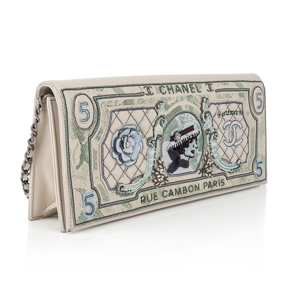 Chanel Bag Runway Limited Edition Dollar Clutch / Shoulder Quilted Bea –  Mightychic