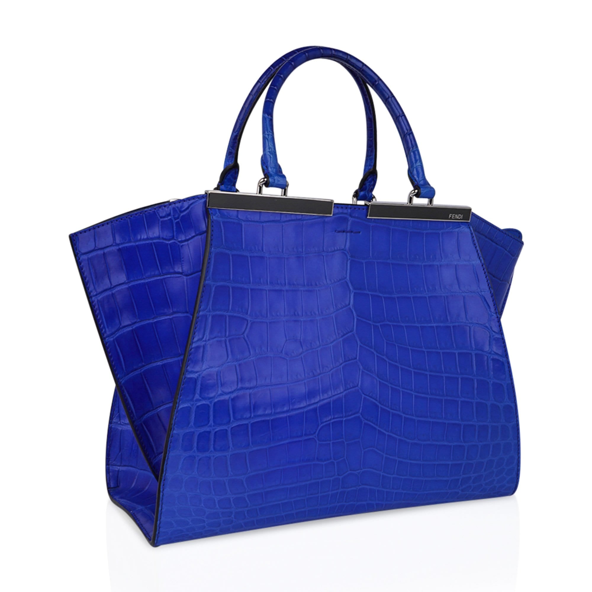 Bright Blue Leather Box Handbag
