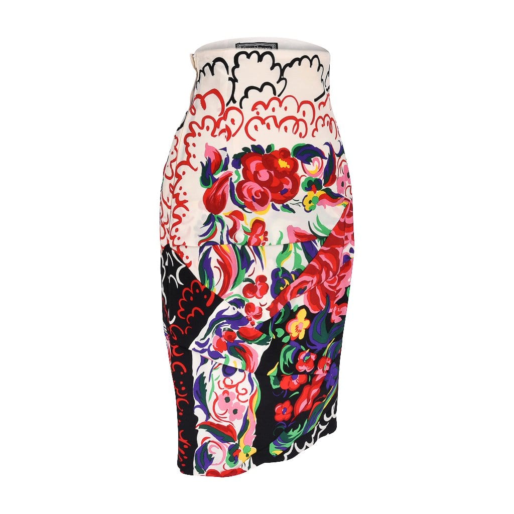 Gianni Versace Couture Vintage Skirt Abstract Floral Print Vivid Colours 6