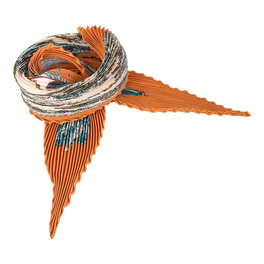 Hermes Plisse Pleated Silk Scarf