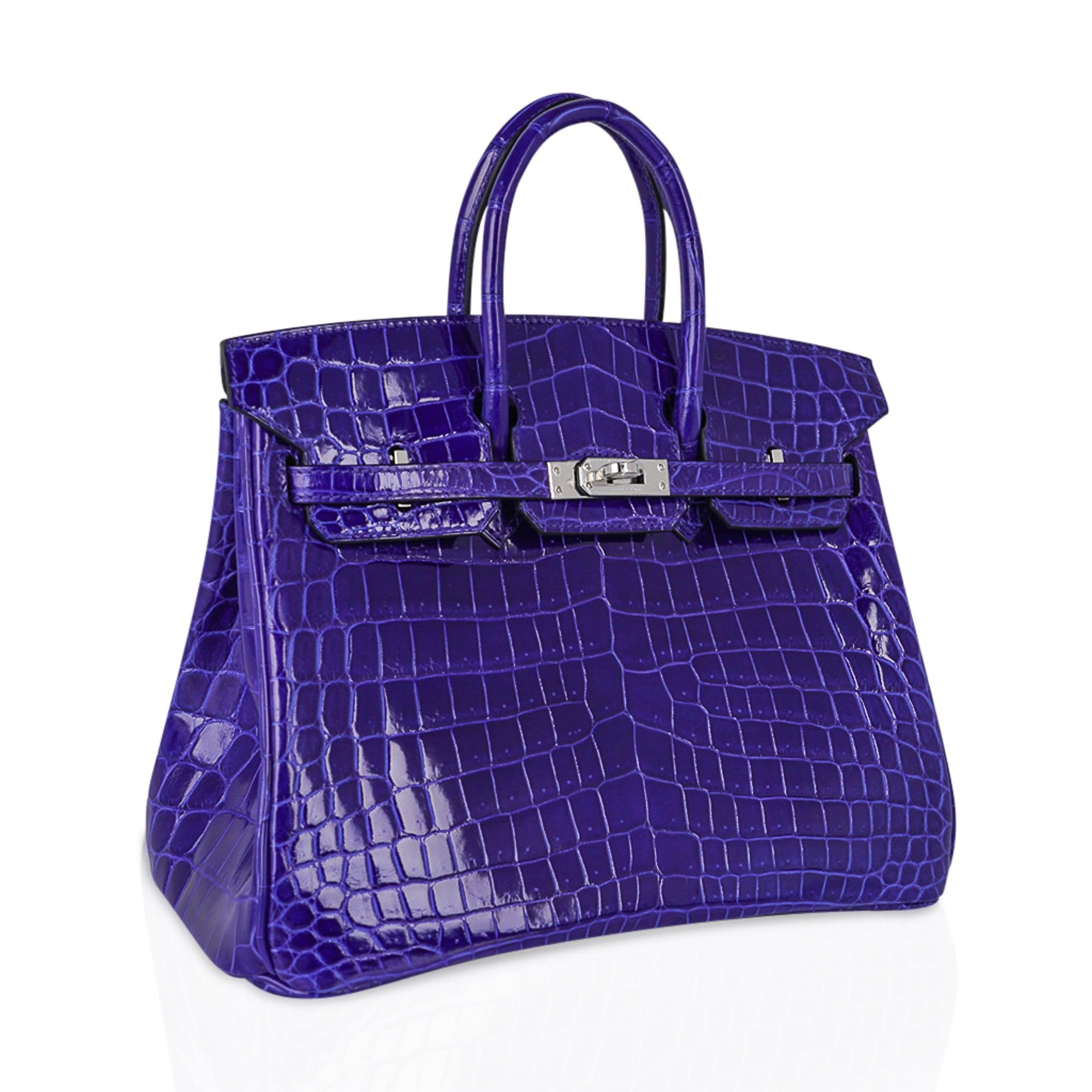Hermes Birkin Bag Alligator Leather Gold Hardware In Purple