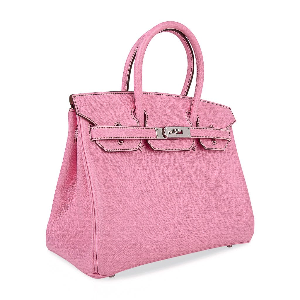 Hermes Birkin Handbag Pink Clemence with Palladium Hardware 30 Pink 21775349