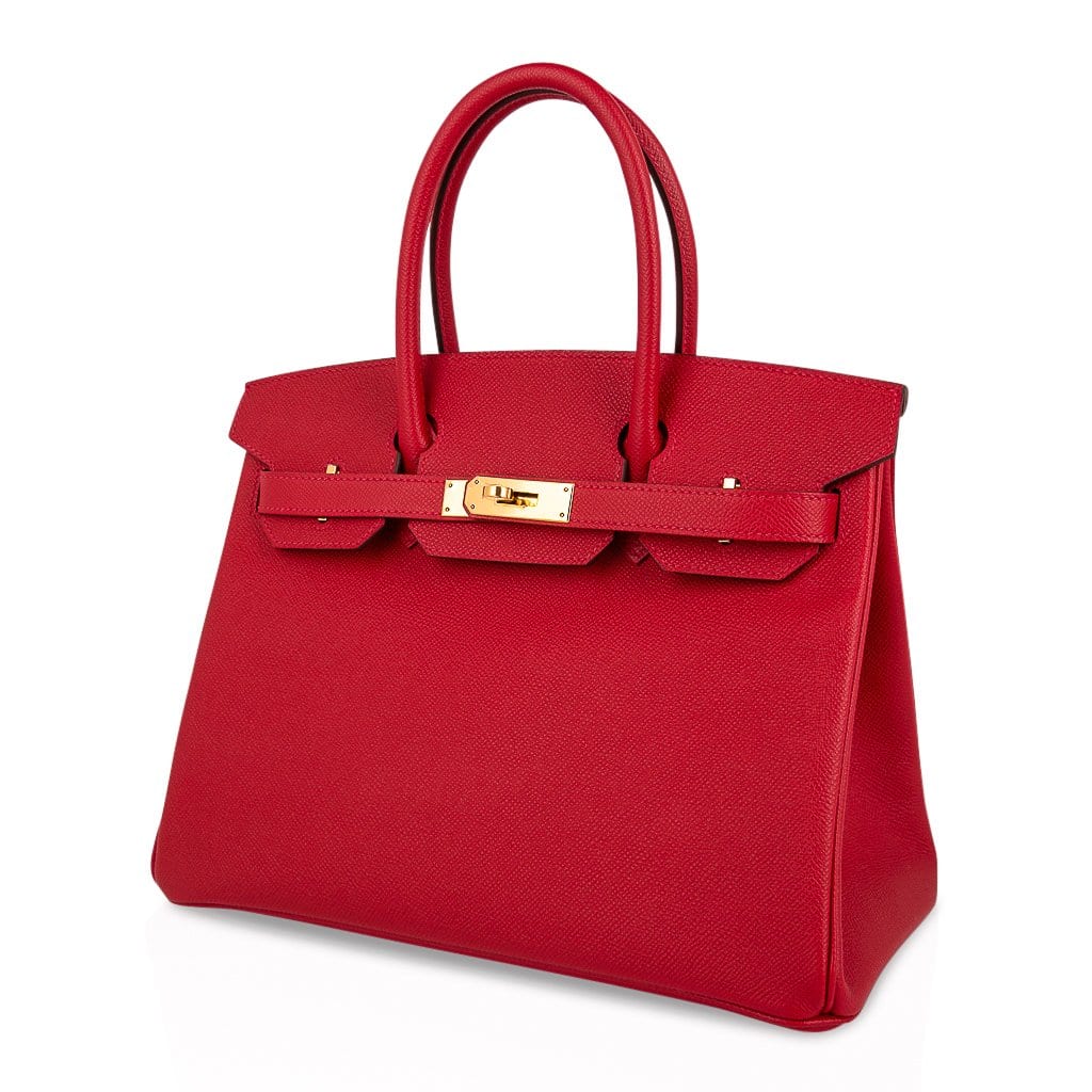 Hermes 30cm Birkin Bag Epsom Leather With Strap Red Gold – Come For Bags