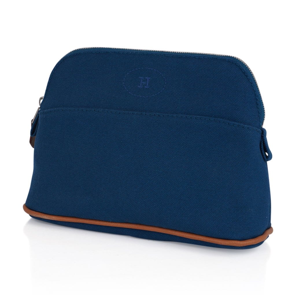 HERMES Cotton Canvas Bolide Travel Cosmetic Pouch 1303787