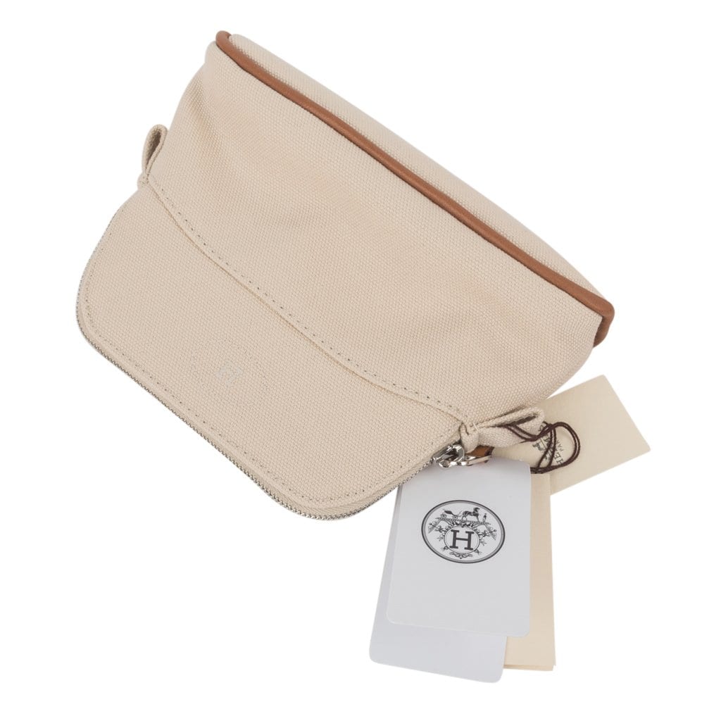 Hermes Toile Canvas/Natural Canvas Leather Bolide Mini Cosmetic