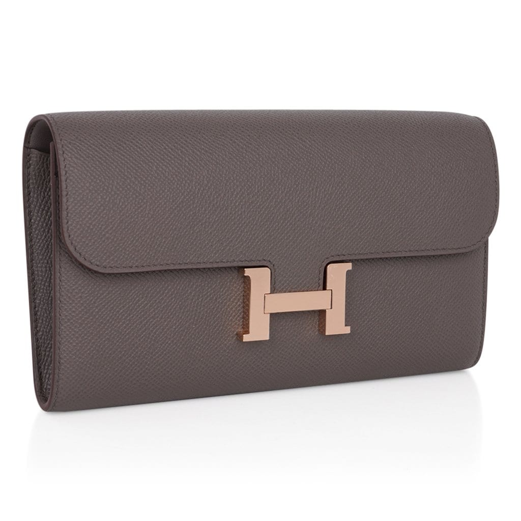 Hermes Ebene Epsom Constance To Go Wallet Bag Pochette Mini Clutch