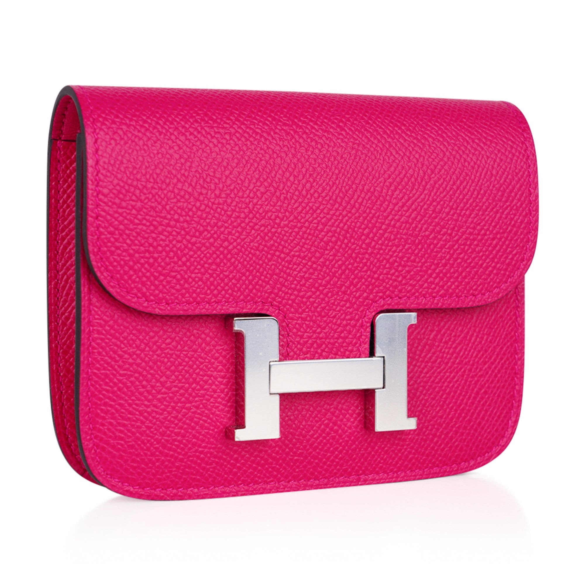 Hermes Constance Slim Wallet Waist Belt Bag Rose Mexico Epsom