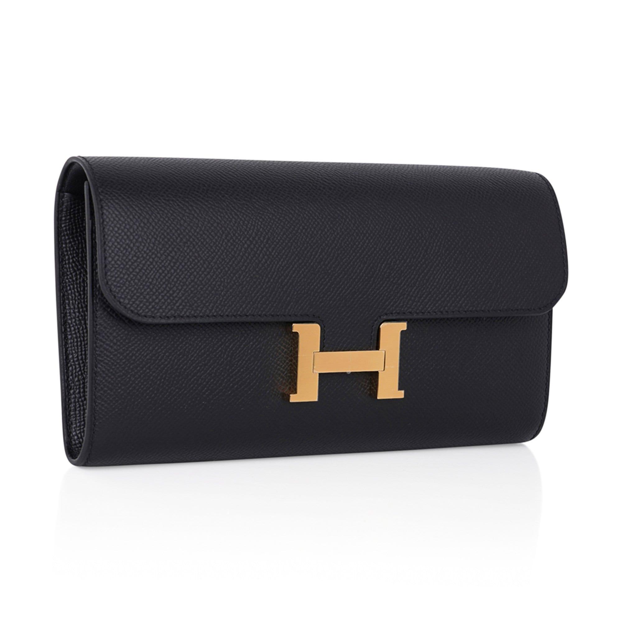 Hermes Constance Long To Go Wallet Black Epsom Gold Hardware WOC