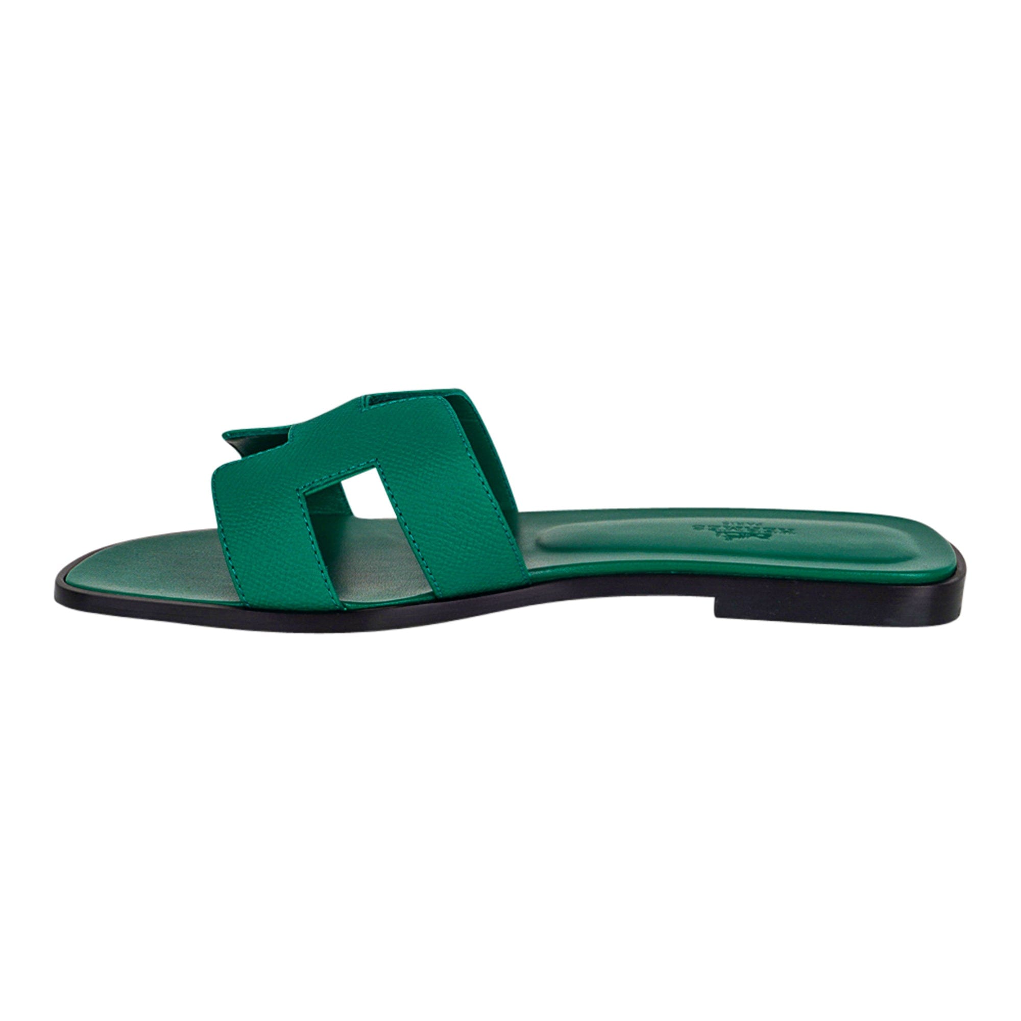 Size 39EU NEW Hermes Vert Jade Epsom Calfskin Oran Sandals w