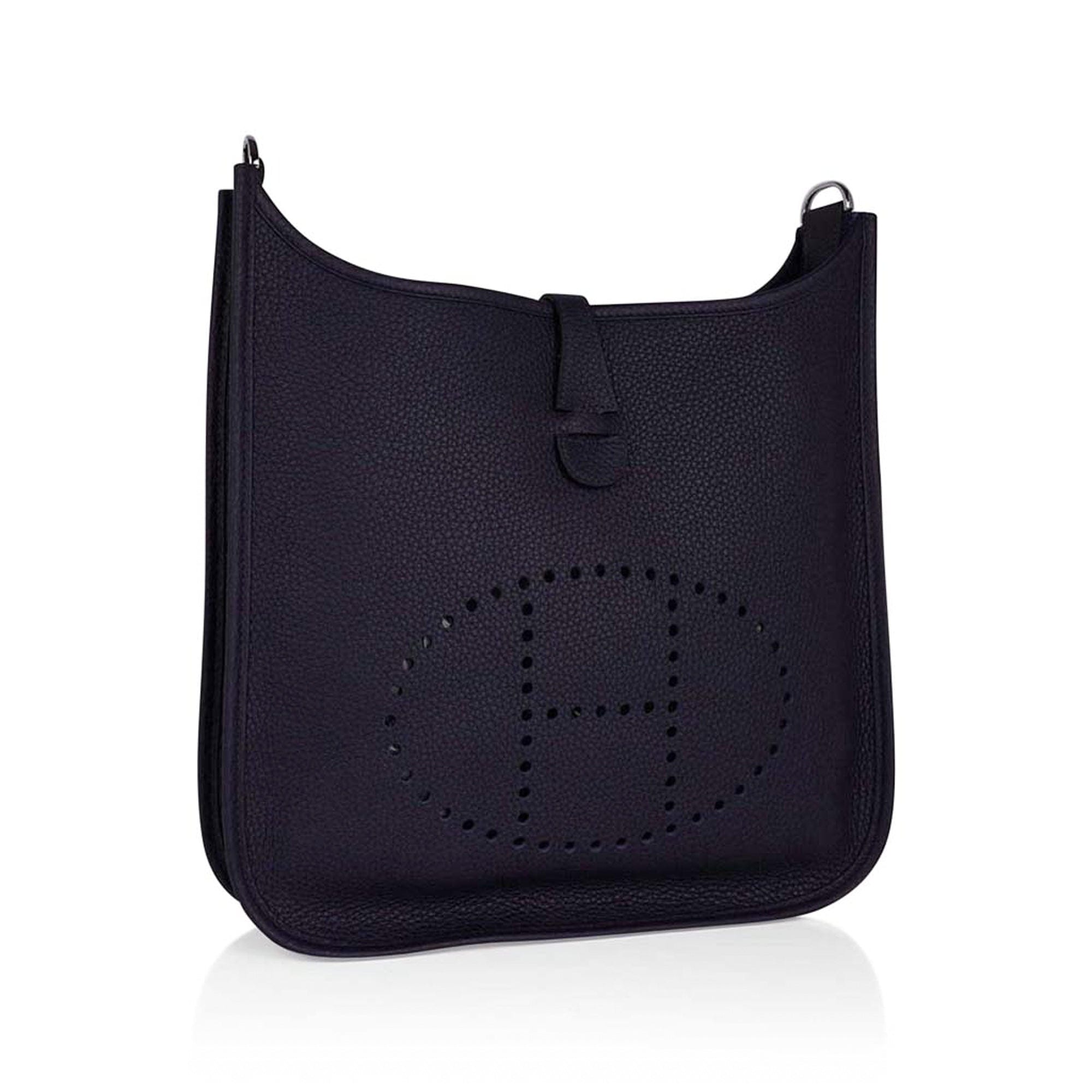 Hermes Evelyne III PM Clemence Bag in Black with Palladium Hardware