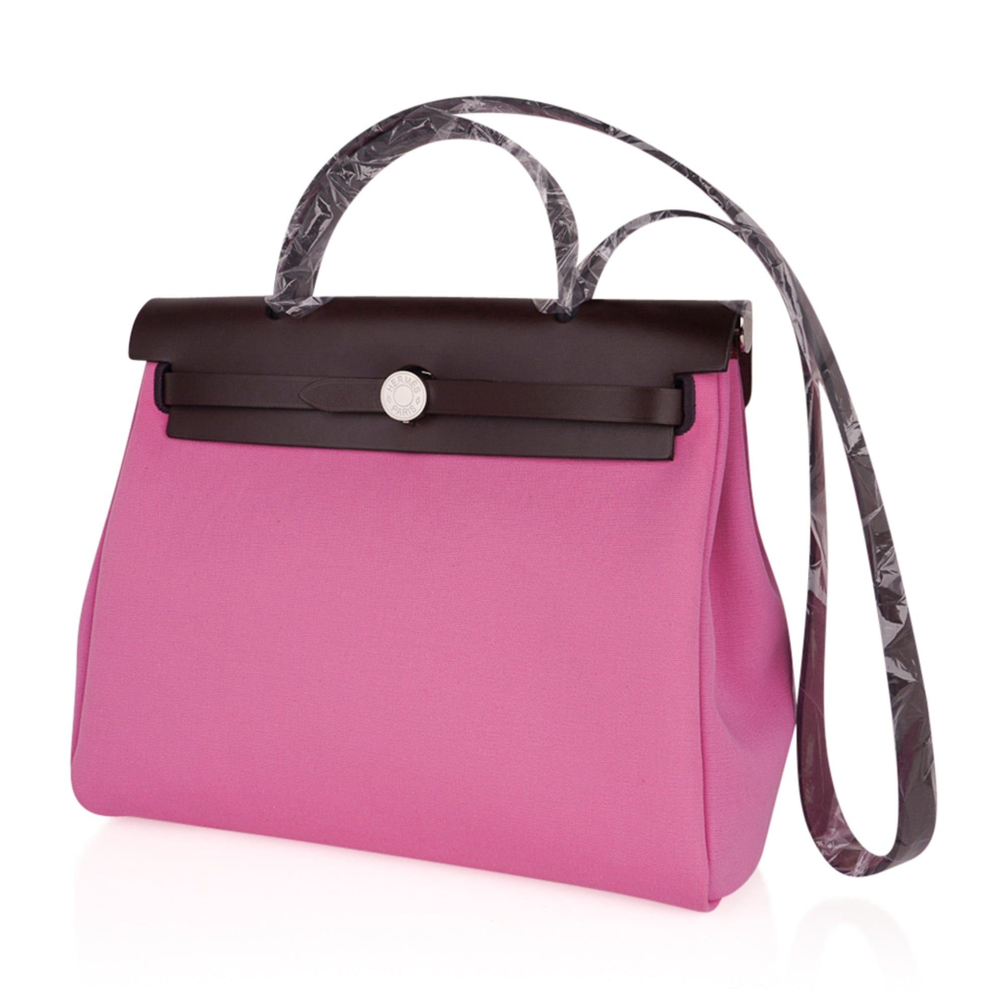 Hermes Pink Canvas and Leather Herbag Zip 31 Bag For Sale at