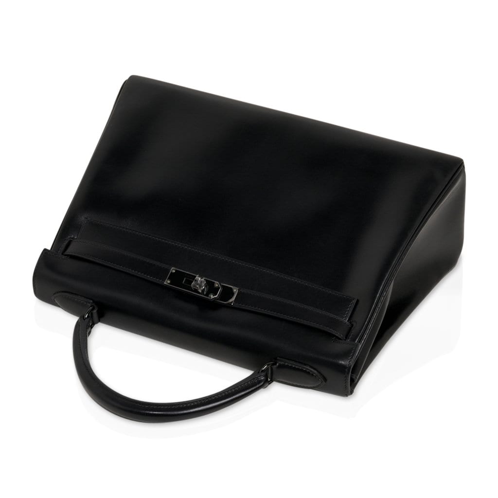 Hermes Kelly 32 So Black Bag Box Leather Limited Edition
