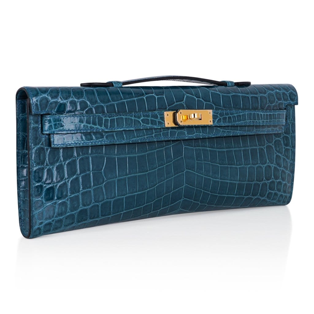 Crocodile duffle bag with Double G in blue