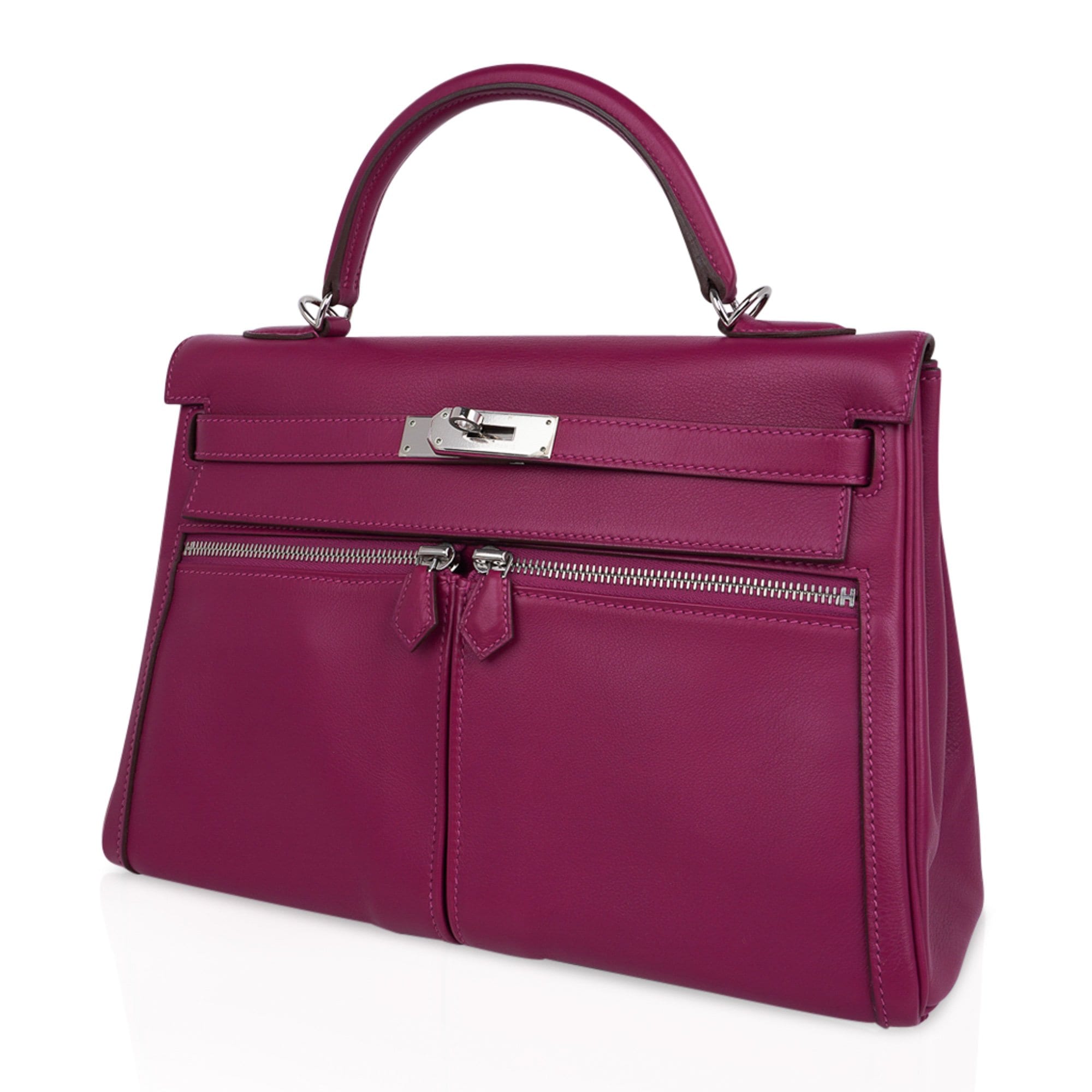 Hermes Purple Swift Leather Palladium Hardware Birkin 25 Bag Hermes