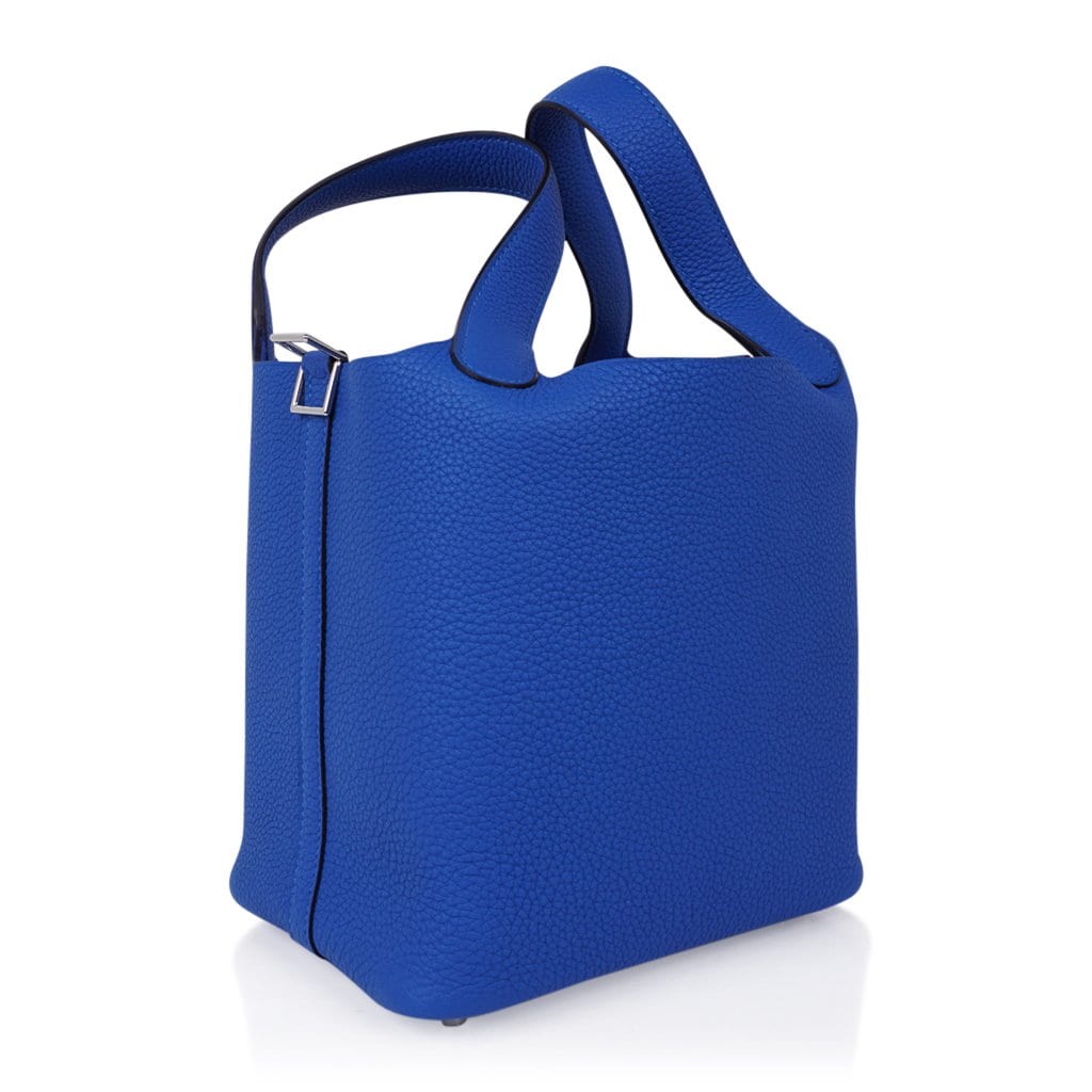 Hermès Picotin Lock Mini 14 Limited Edition Dark Bleu Embroidery Lizard  Suede with Palladium Hardware - Bags - Kabinet Privé