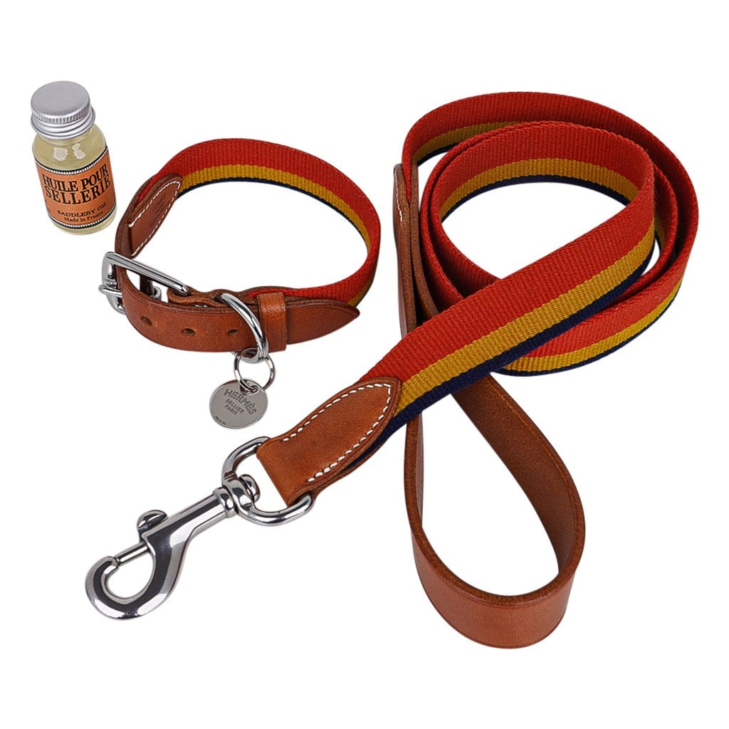 Hermes Rocabar Dog Collar Small Model w/ Leash