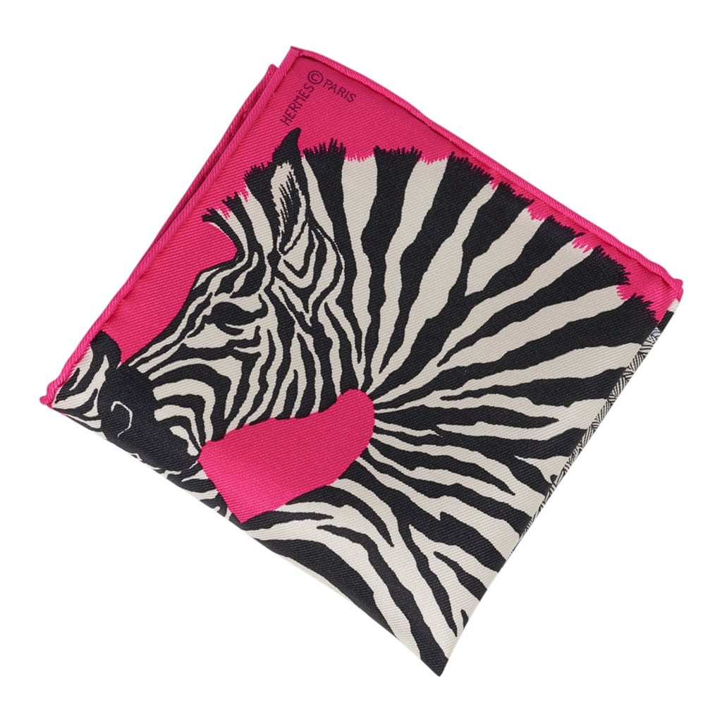 Hermes Scarf Nano Zebra Pegasus Rose Bonbon / Noir/ Blanc New w/ Box