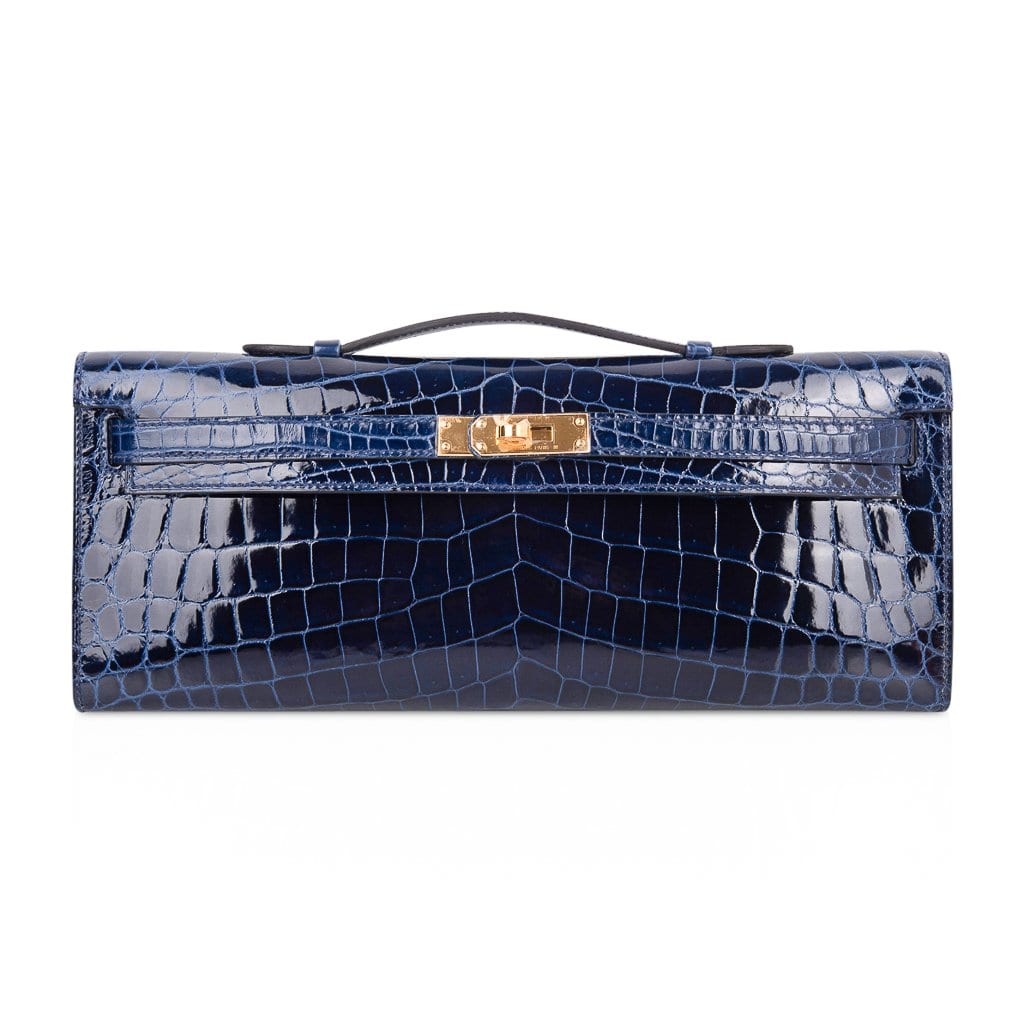Hermès Kelly Cut Clutch Blue Sapphire Lisse Crocodile Niloticus GHW from  100% authentic materials!