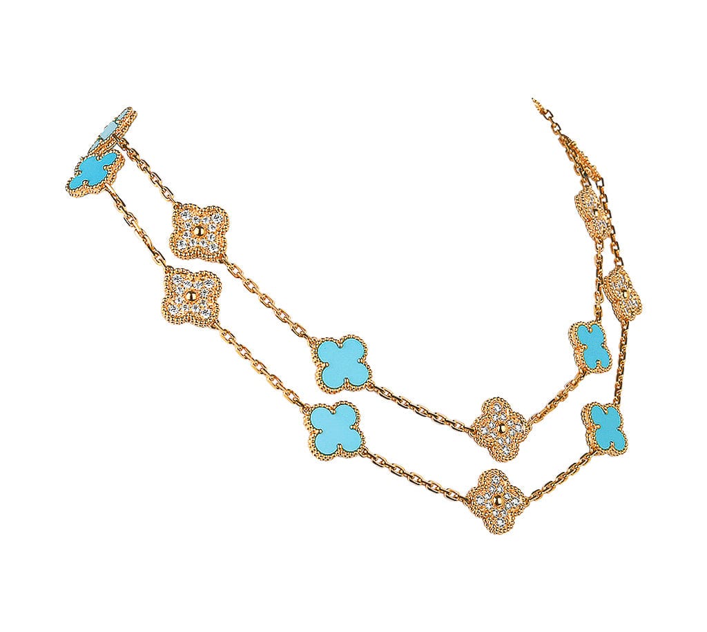 Iconic Van Cleef & Arpels Set of Turquoise Vintage Alhambra Necklaces –  Nally Jewels