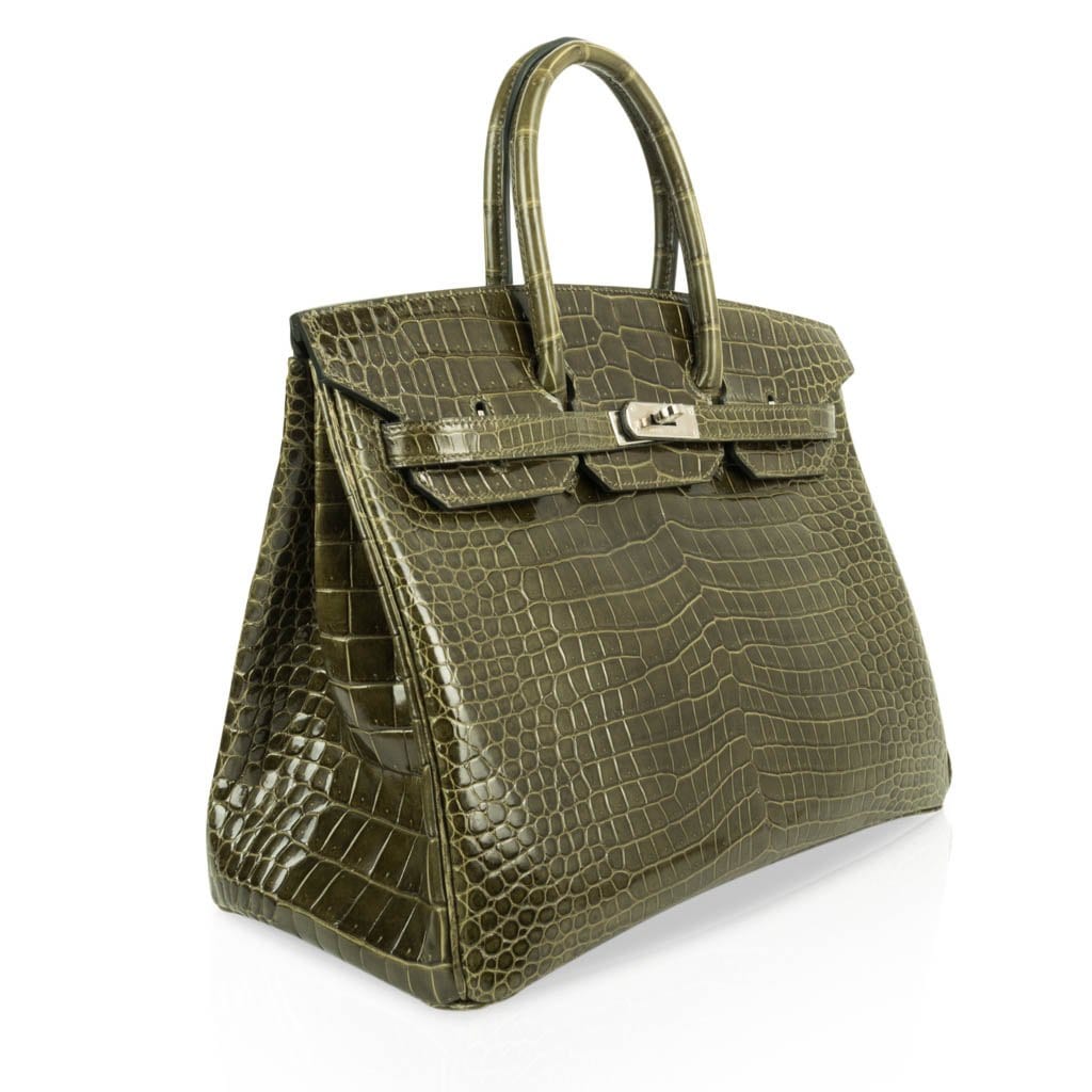 Hermes Birkin Handbag Vert Olive Matte Alligator with Palladium