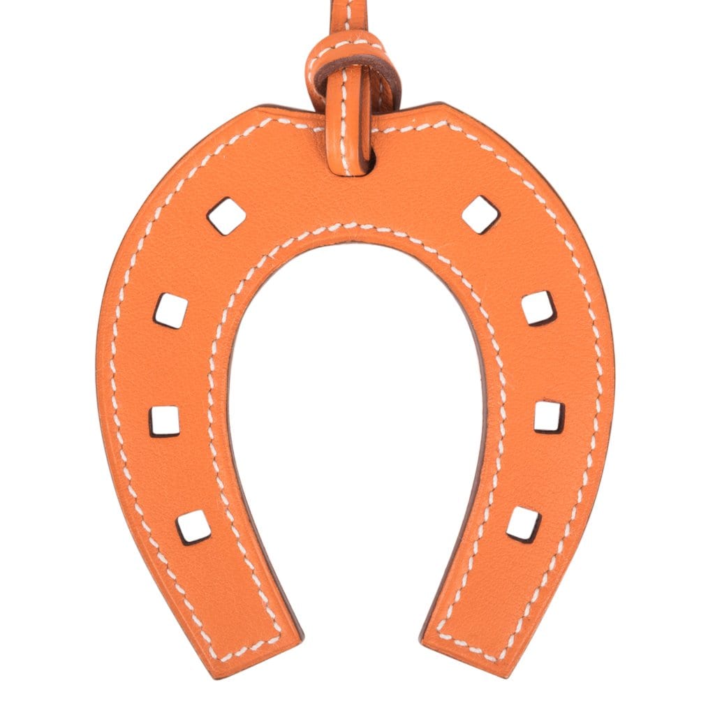 Hermès Orange Lambskin Grigri Rodeo Horse Bag Charm