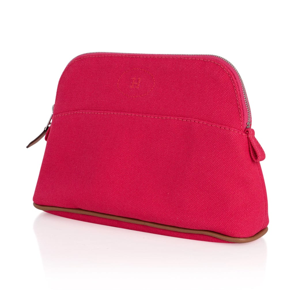 Hermès Hermes Red Canvas Mini Bolide Travel Case Silk Cloth ref.118185 -  Joli Closet