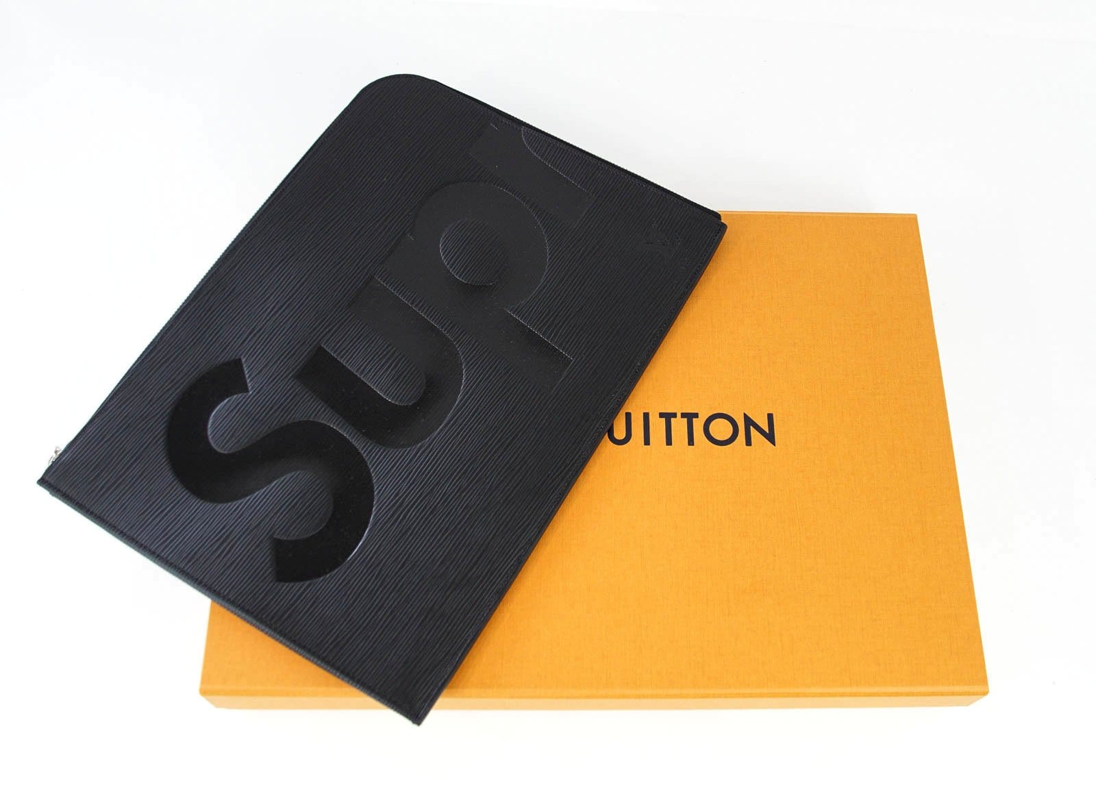 Louis Vuitton Supreme X Black Pochette Epi Jour GM Clutch Laptop