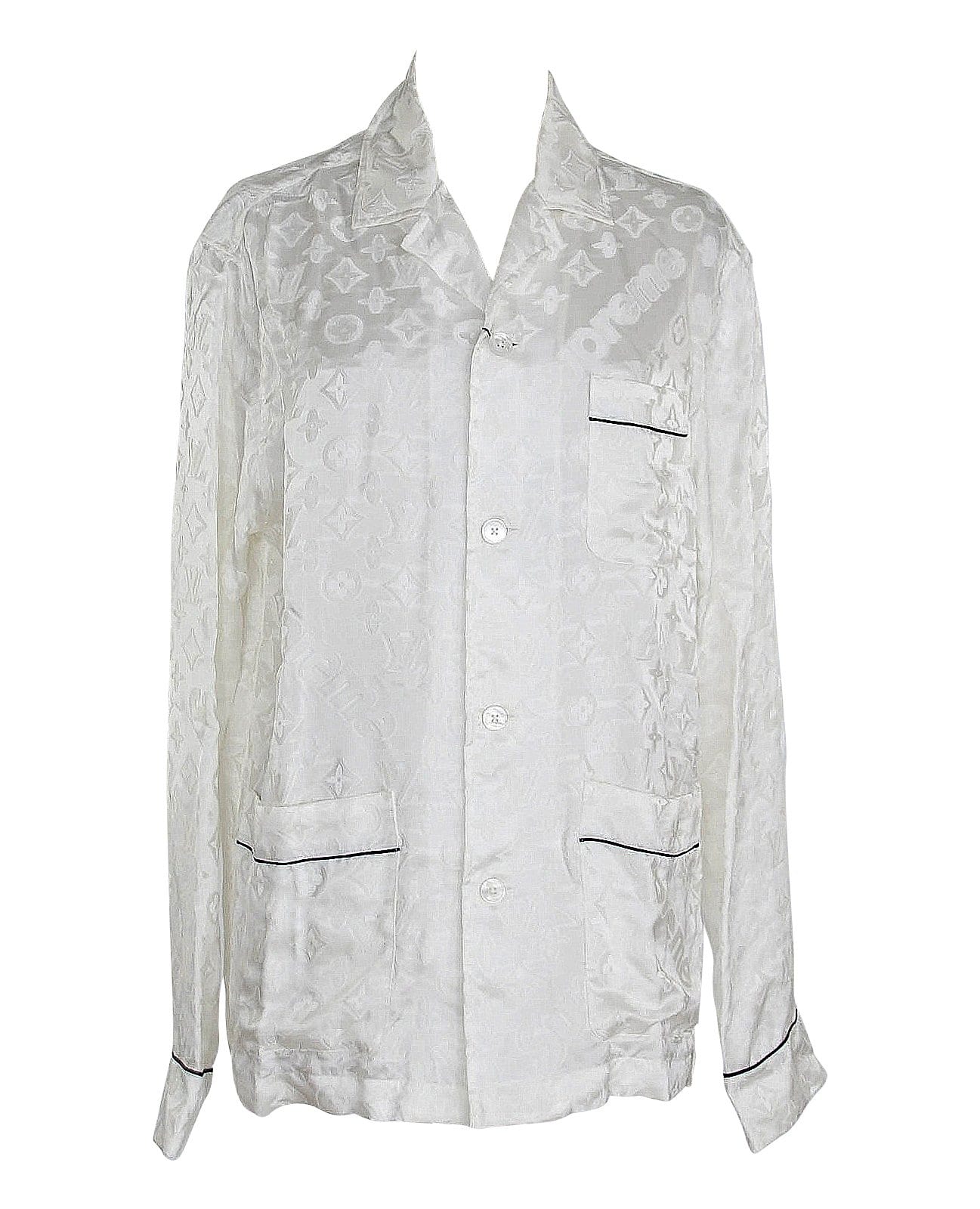 Louis Vuitton X Supreme Limited Edition White Pyjama Top M - mightychic