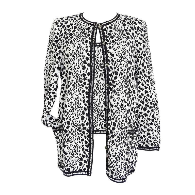 Emanuel Ungaro Twinset Animal Print Black and White Lovely Buttons XL - mightychic