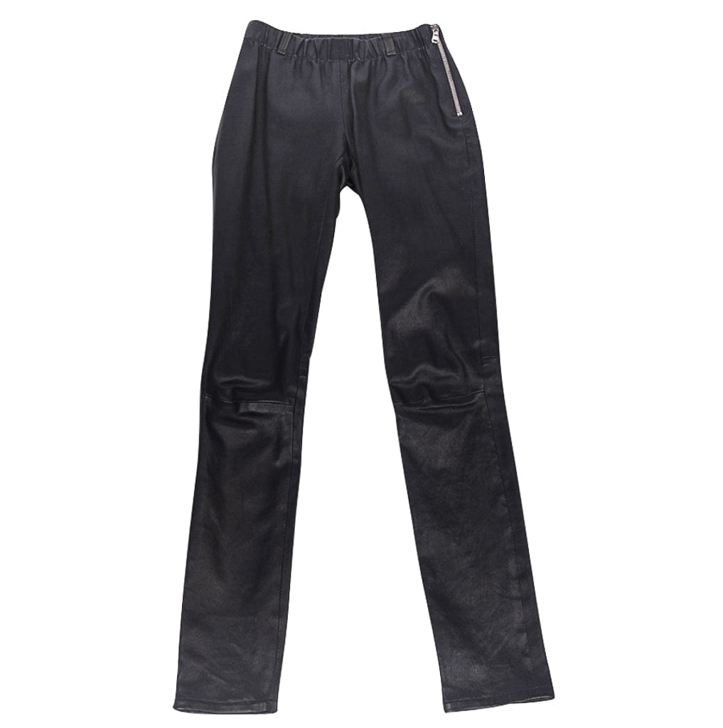 Red Valentino Leather Pant Slim Cut Bold Zipper Black Lambskin 0 Fits 4/6
