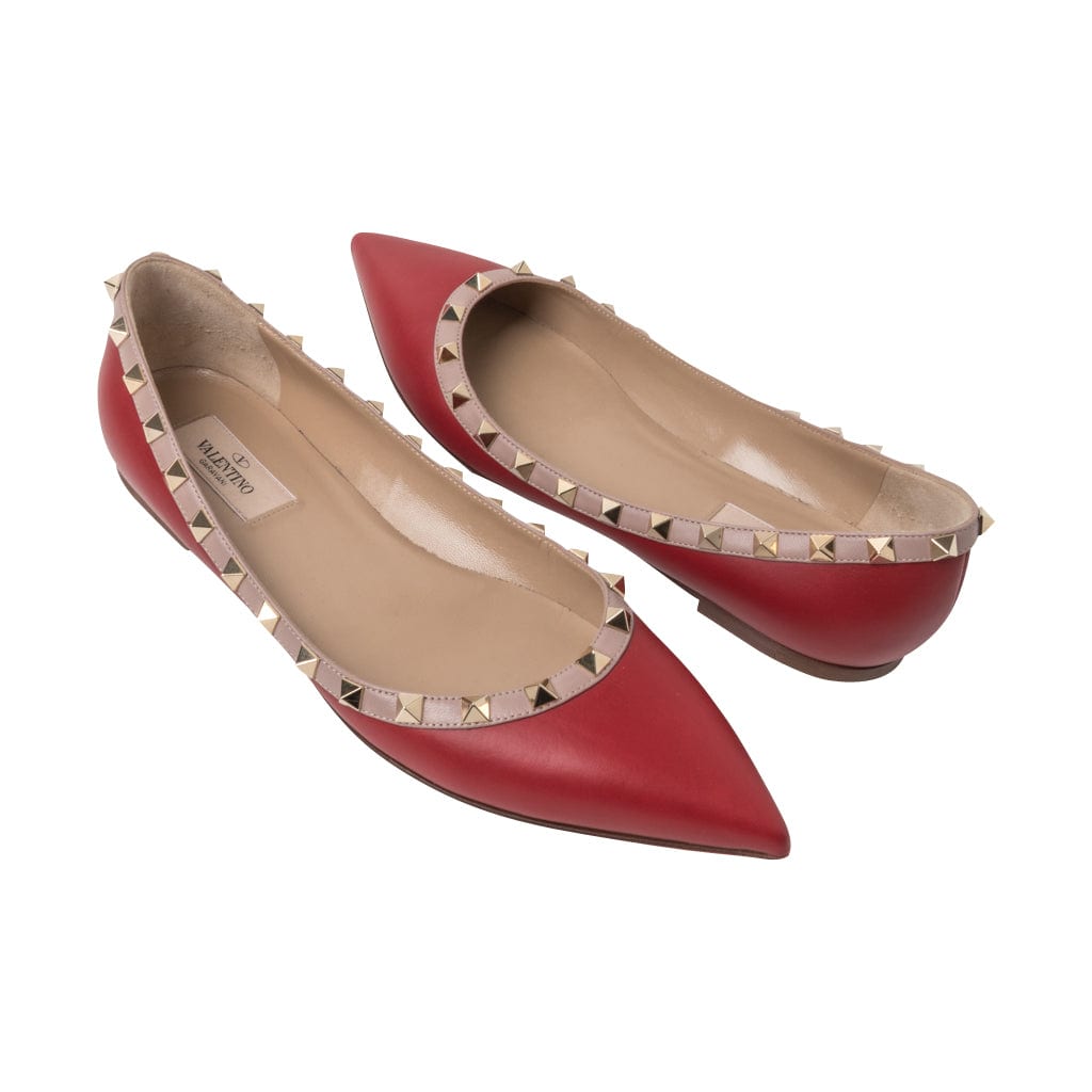 Valentino Shoe Rockstud Red Ballet Flat 39 / 9 - mightychic