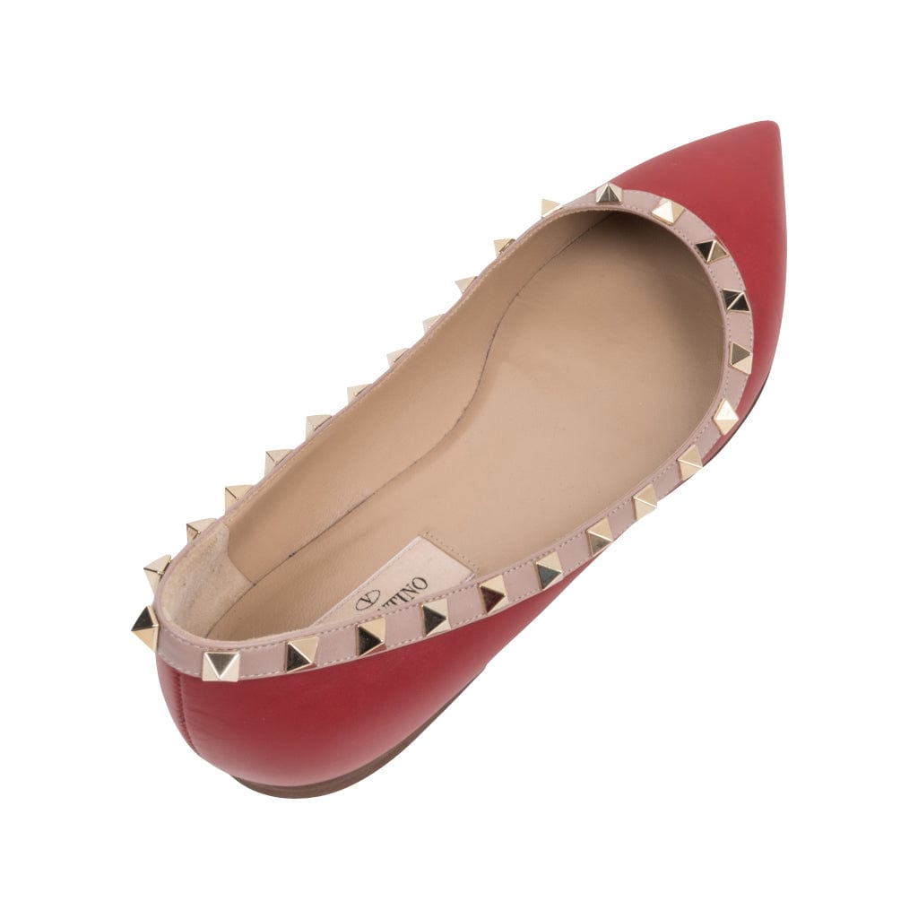 Valentino Shoe Rockstud Red Ballet Flat 39 / 9 - mightychic