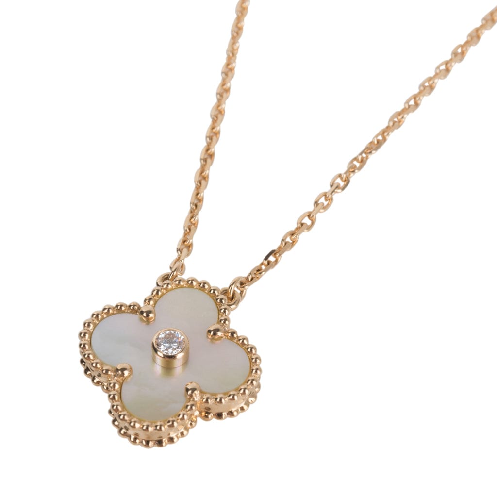 Van Cleef & Arpels Necklace Holiday Gold Mother of Pearl Alhambra
