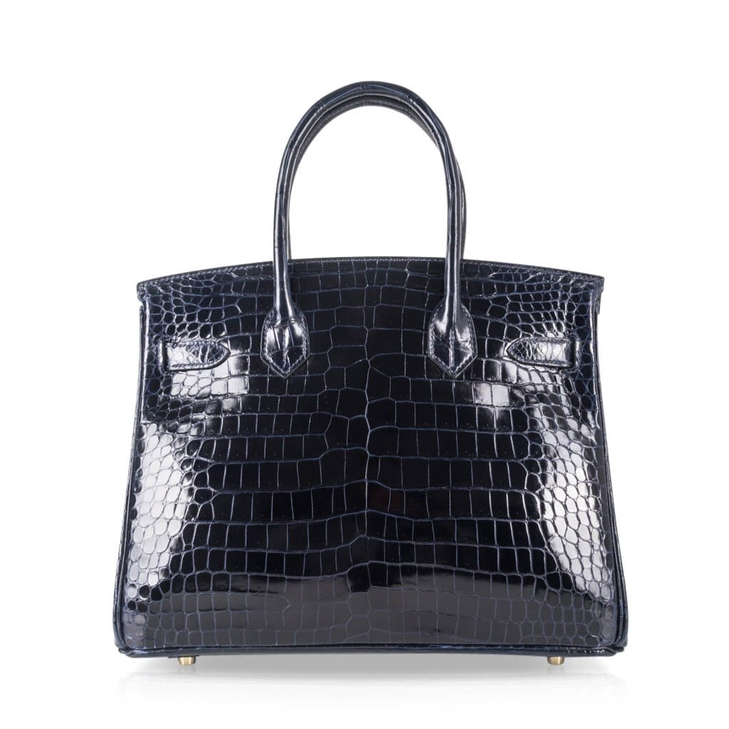 Hermes Birkin 30 Handbag N7 Blue Tempete Shiny Porosus Croc SHW