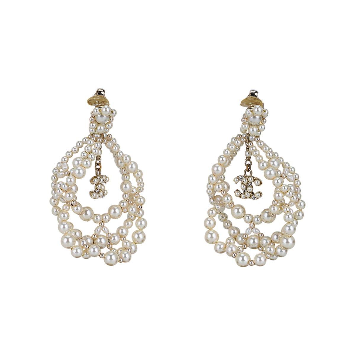 Chanel Pearl Drop Earrings with Crystals, New in Box WA001