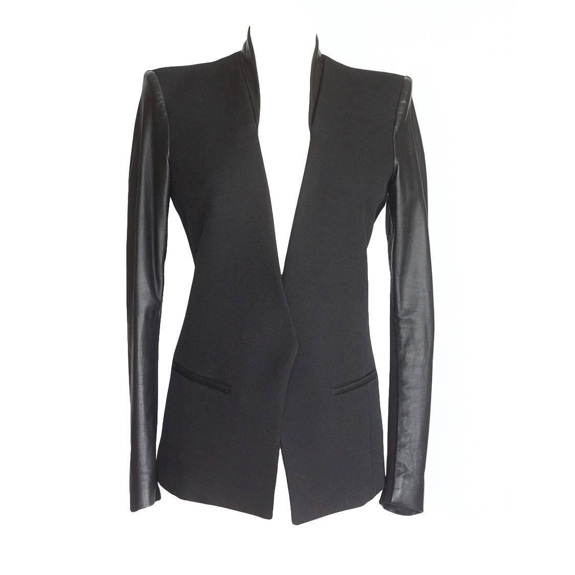 Helmut Lang Jacket Wool with Lambskin Sleeves and Insets 6