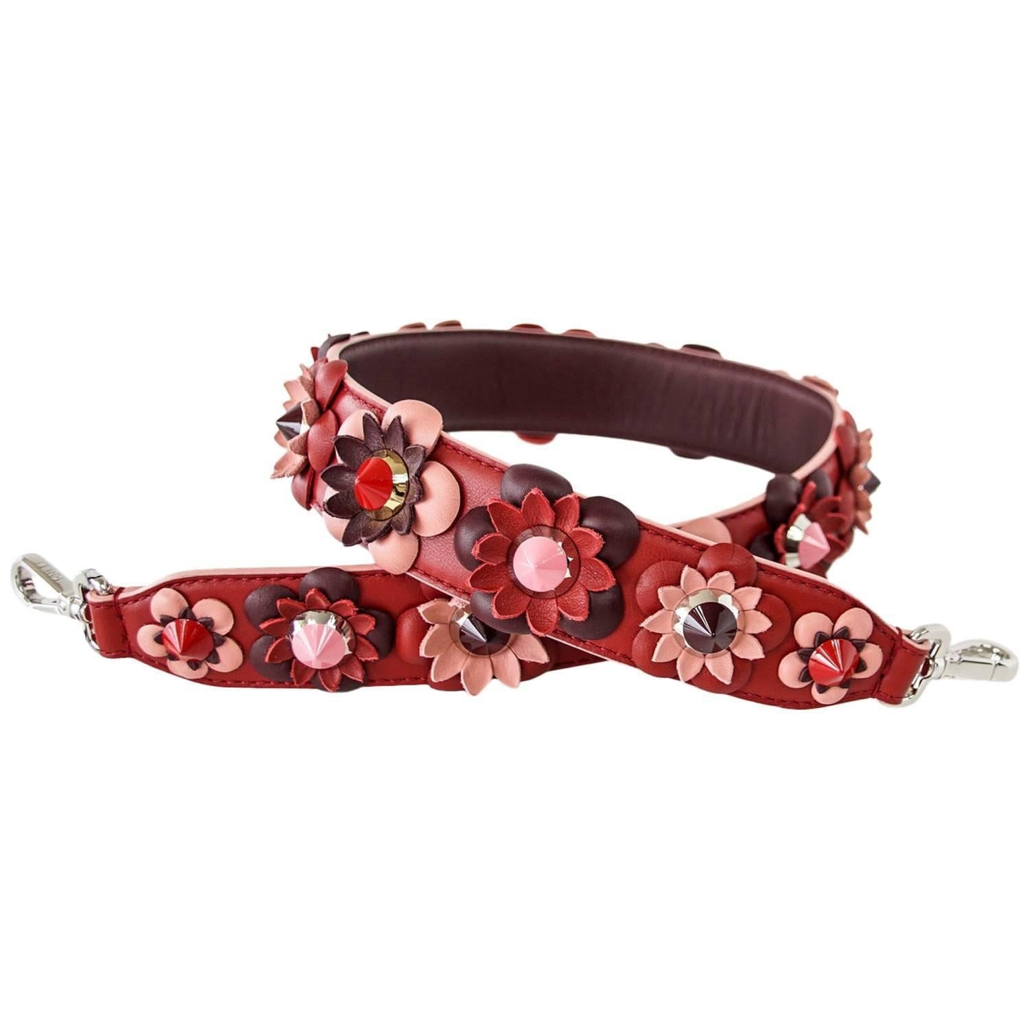 Fendi 3D Flower Strap You Elaphe Studded Leather Applique Limited