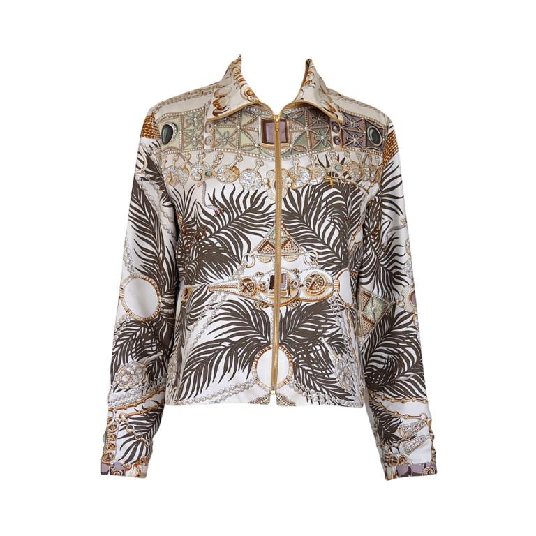 Hermes Jacket Terres Precieuses Silk Print Signed 36 / 4