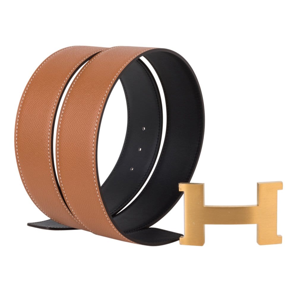 Authentic Hermes reversible leather gold H Constance belt 90cm Hermes 32mm Reversible Black/Gold Constance H Belt 90cm  main image 3