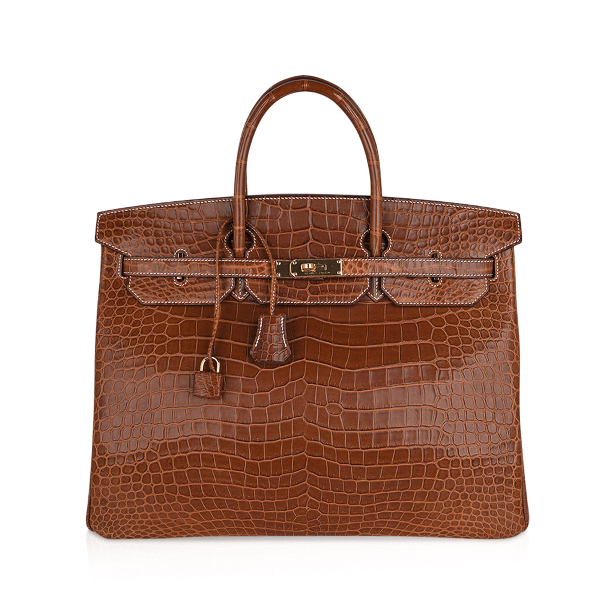 希少名作　エルメス HERMES ターボ 40 1/2 ブラウン Hermes Birkin 40 Bag Rare Fauve Matte Porosus Crocodile Gold