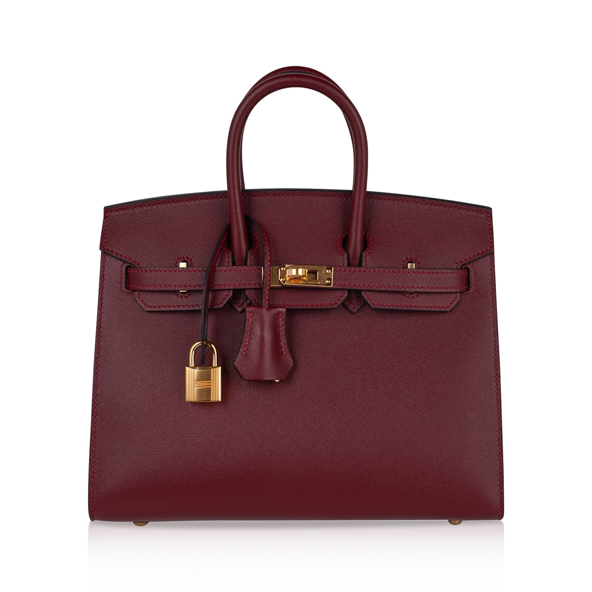 Hermes Birkin 25 Bag Sellier Rouge H Gold Hardware Veau Madame