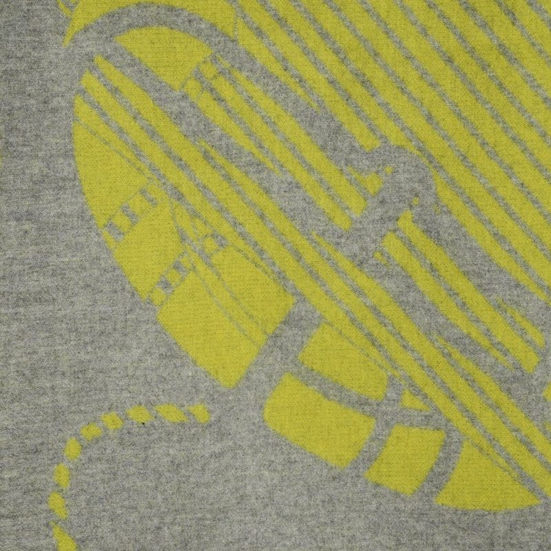 Hermes Blanket Thalassa Jacquard Merino Grey and Yellow new Mightychic