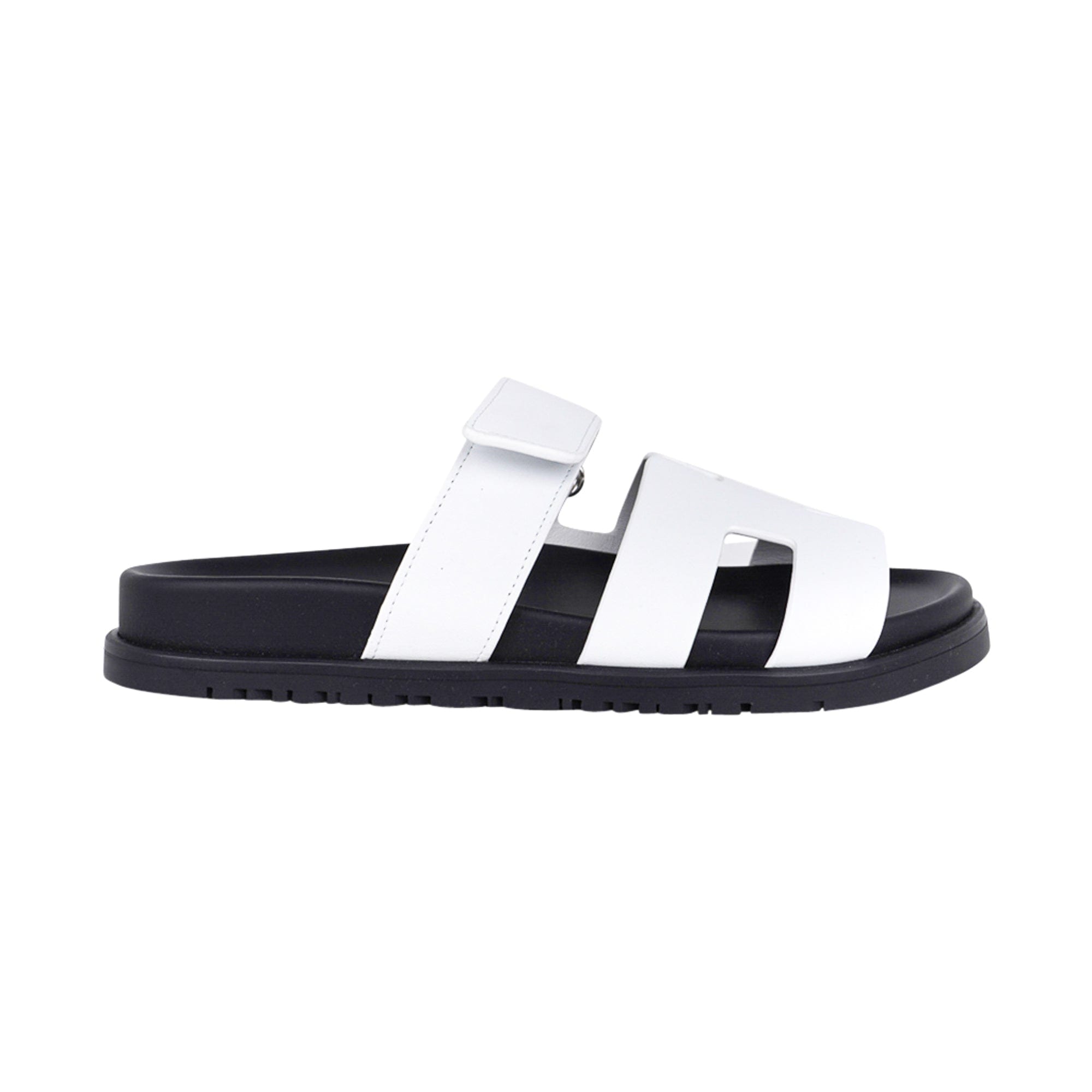 Hermes Chypre White Calfskin Sandal 37 / 7 New w/ Box | Mightychic