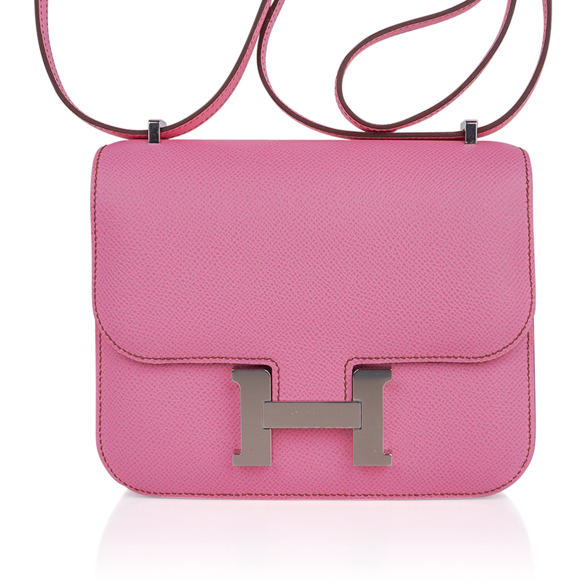 Hermes Constance 18 Mini Bag 5P Pink Epsom Palladium Hardware Mightychic