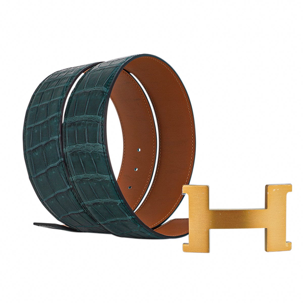 Hermes Constance Belt 42 MM Vert Titan Matte Porosus Crocodile