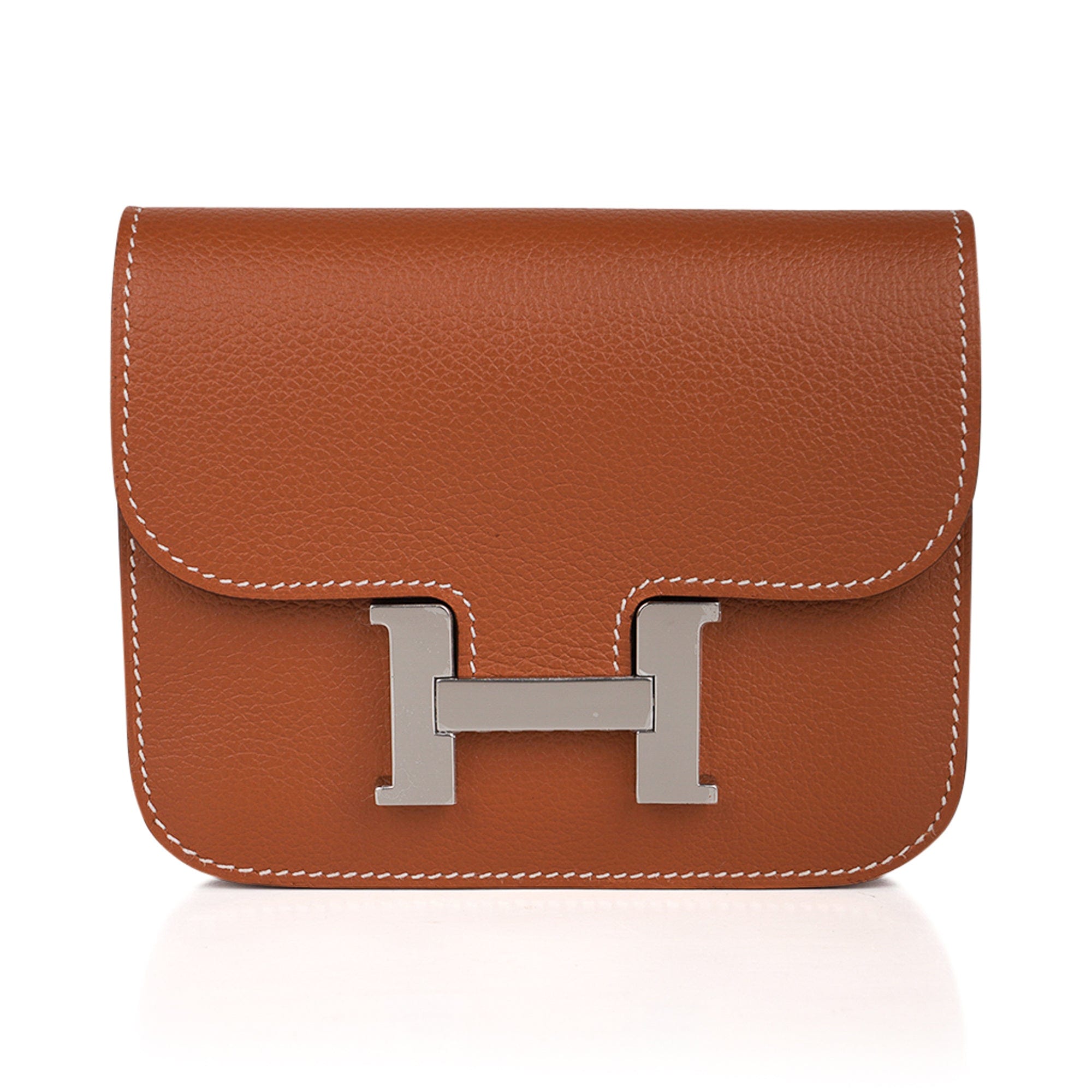 Hermes Constance Slim Wallet Belt Bag Gold Evercolor Leather with ...