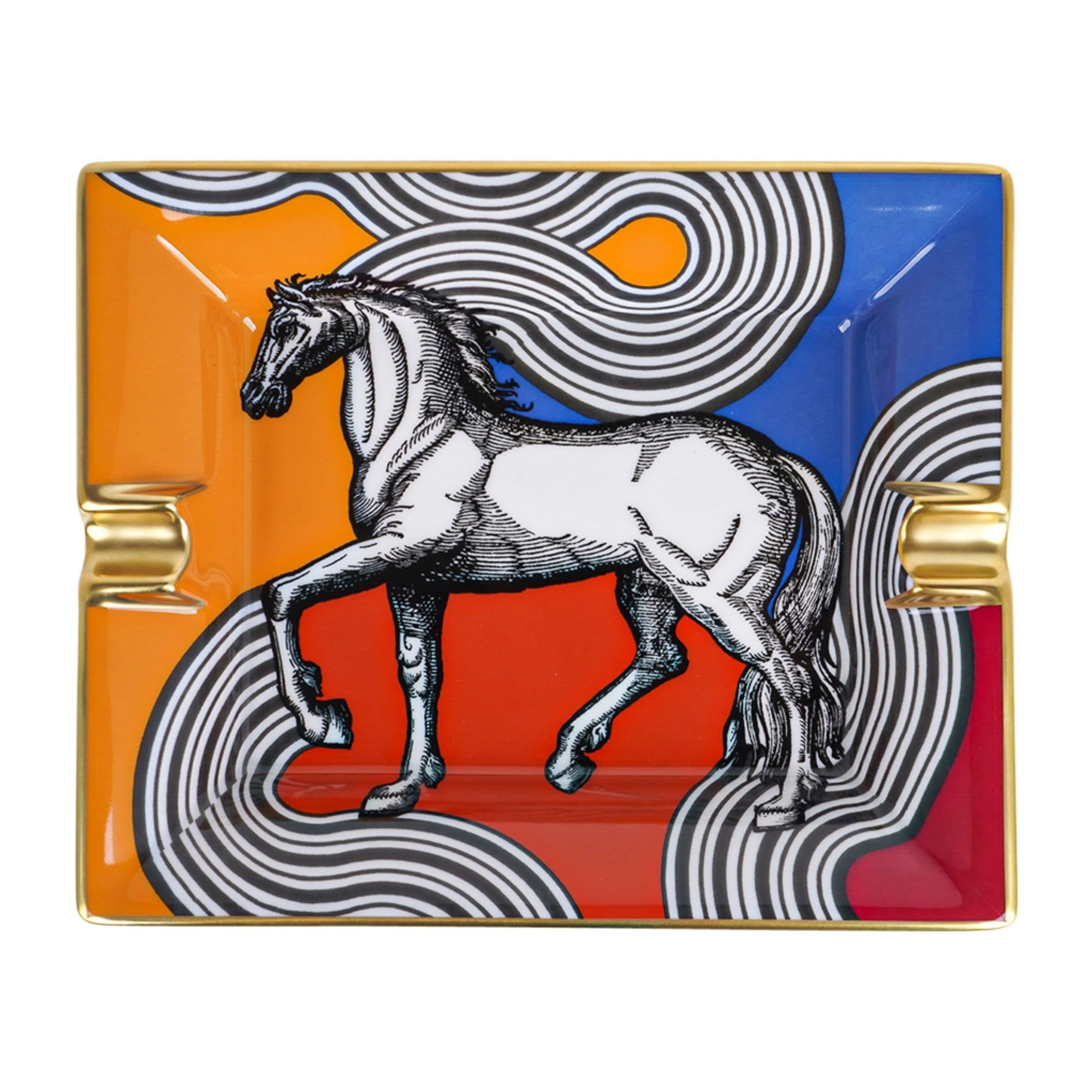 新品未使用 HERMESエルメス 灰皿＜シュヴァル・コスミック＞ Hermes Ashtray Cheval Cosmique Limoges Porcelain Casaque New w/Box