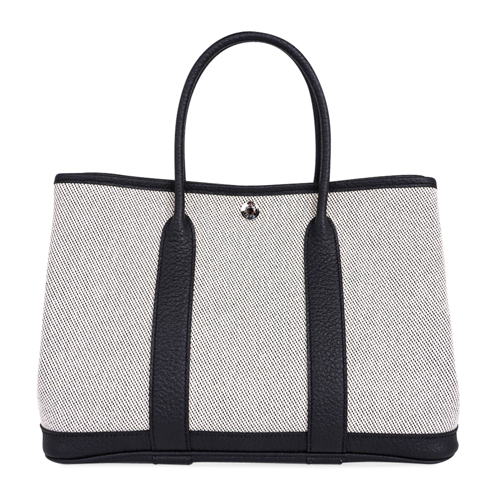 Hermes Bag Garden Party 30 Criss Cross Toile / Black Vache Country